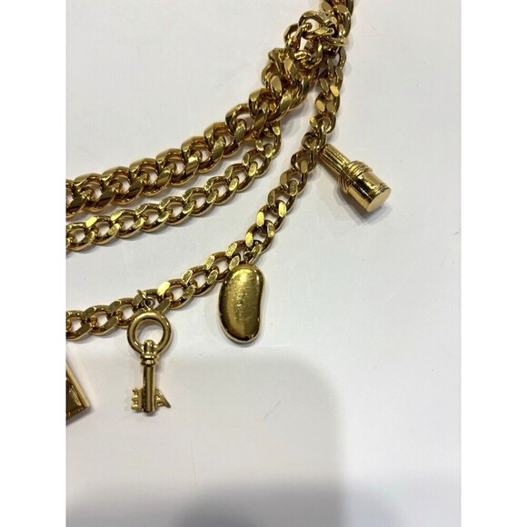 Vintage Elisabeth Arden Womens Red Door Charm Chain Belt Gold Tone 80's - Picture 3 of 8